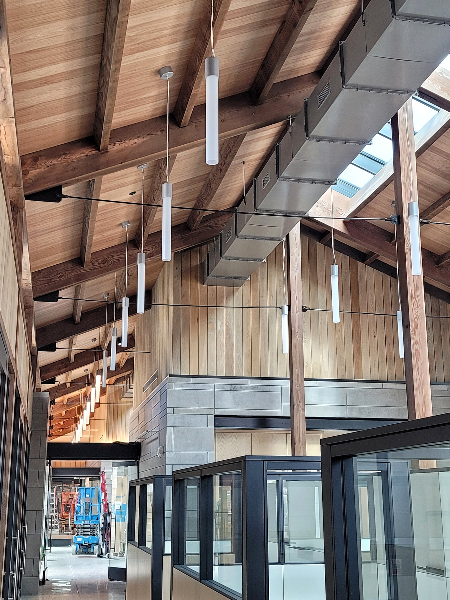 Timber Beam Ceiling & Millwork Corridor