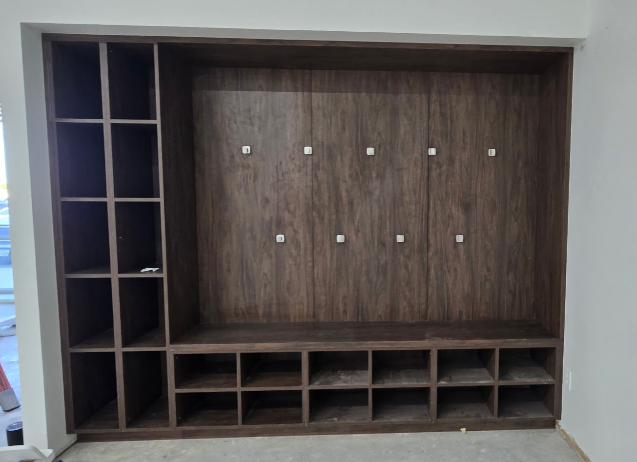 Walnut Mudroom Locker Built-In